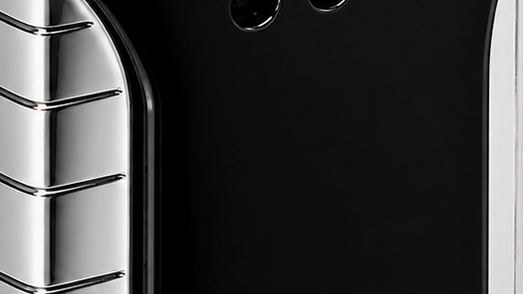 Macro detail of the knurled steel grip column on the black lighter
